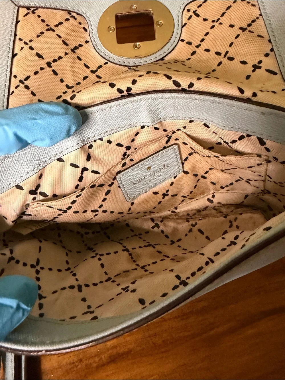 kate spade Light Blue Crossbody Bag with Gold Medallion